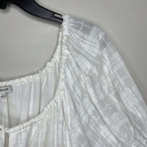 MADEWELL Lighthouse White Sophia Midi Seersucker Dress NEW $128 Pockets Womens M - Picture 6 of 16